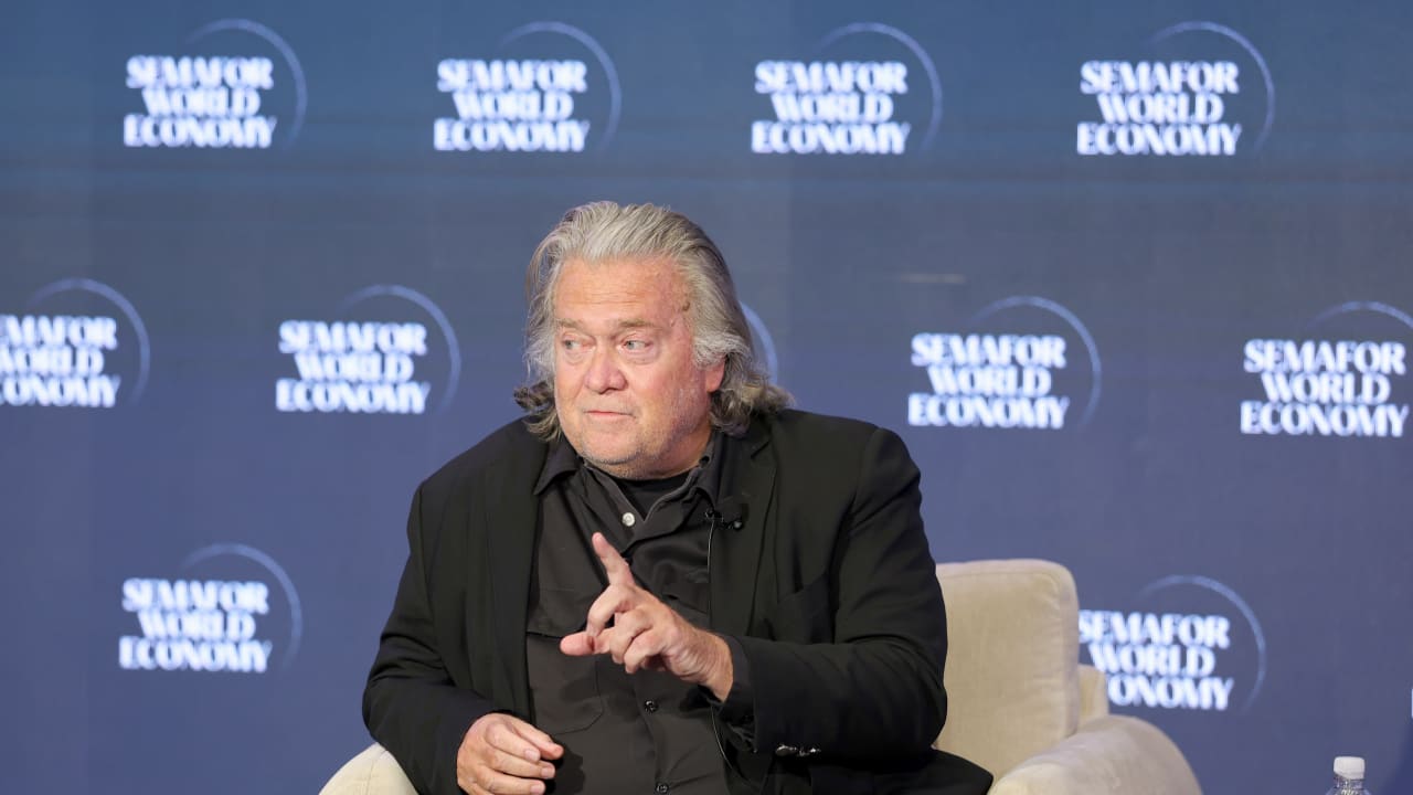  Steve Bannon (Host - Steve Bannon’s War Room) speaks on stage during Semafor World Economy 2026 on April 16, 2026 in Washington, DC.