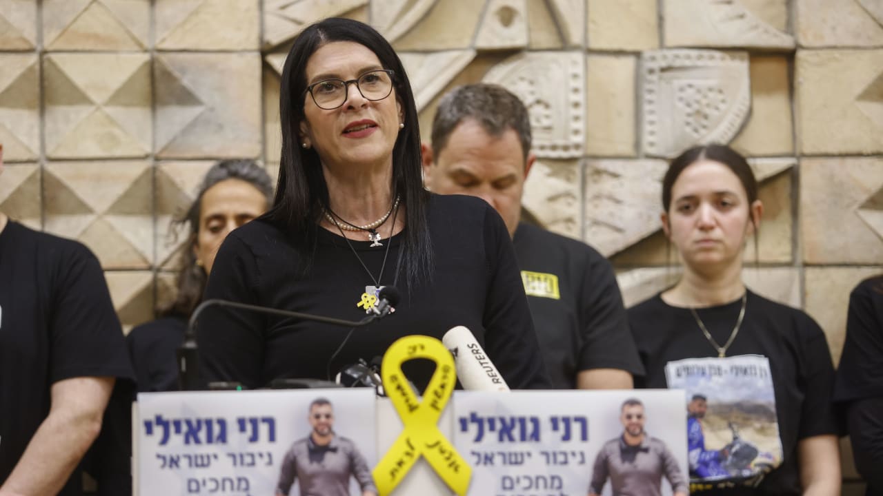 Talik Gvili speaks during a press conference in Tel Aviv, December 24, 2025