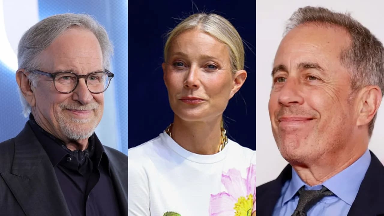 (L-R) Steven Spielberg, Gwyneth Paltrow, Jerry Seinfeld.