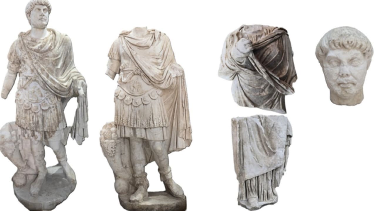Statues of Roman Emperor Hadrian and his wife, Sabina, found in Kibyra, Turkey, September 11, 2026.