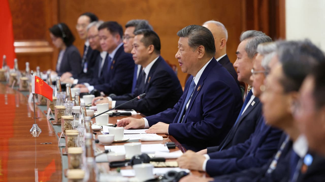 Chinese President Xi Jinping speaks during a meeting with India’s Prime Minister Narendra Modi on the sidelines of the BRICS Summit in New Delhi, India, September 12, 2026.