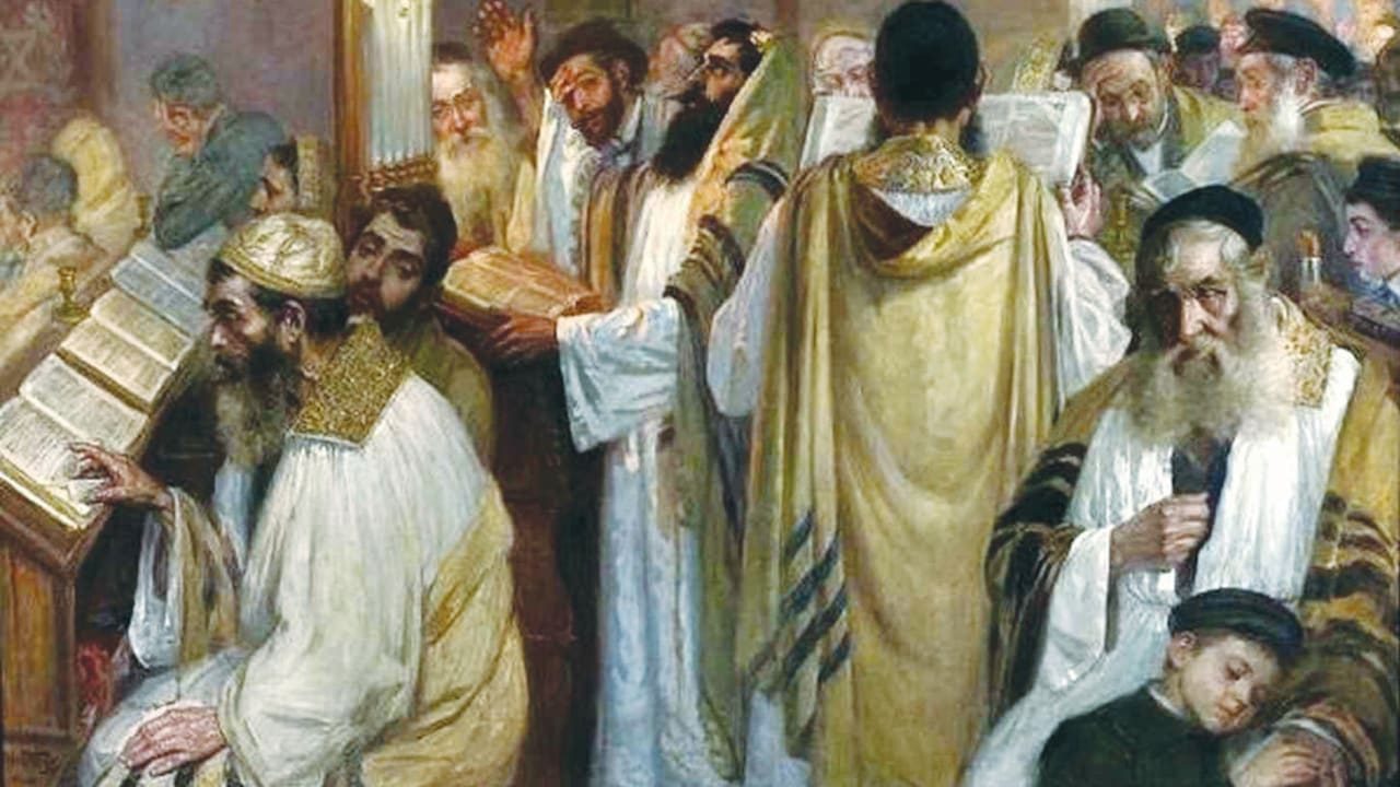 On the eve of Yom Kippur (Prayer). Artist Jakub Weinles (1870–1935)