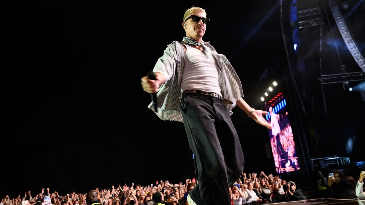 US rapper, singer, dancer and DJ, Benjamin Haggerty, known as Macklemore, performs at the Goldencoast Rap Festival in Corcelles-les-Monts, near Dijon, central-eastern France, on August 30, 2026.