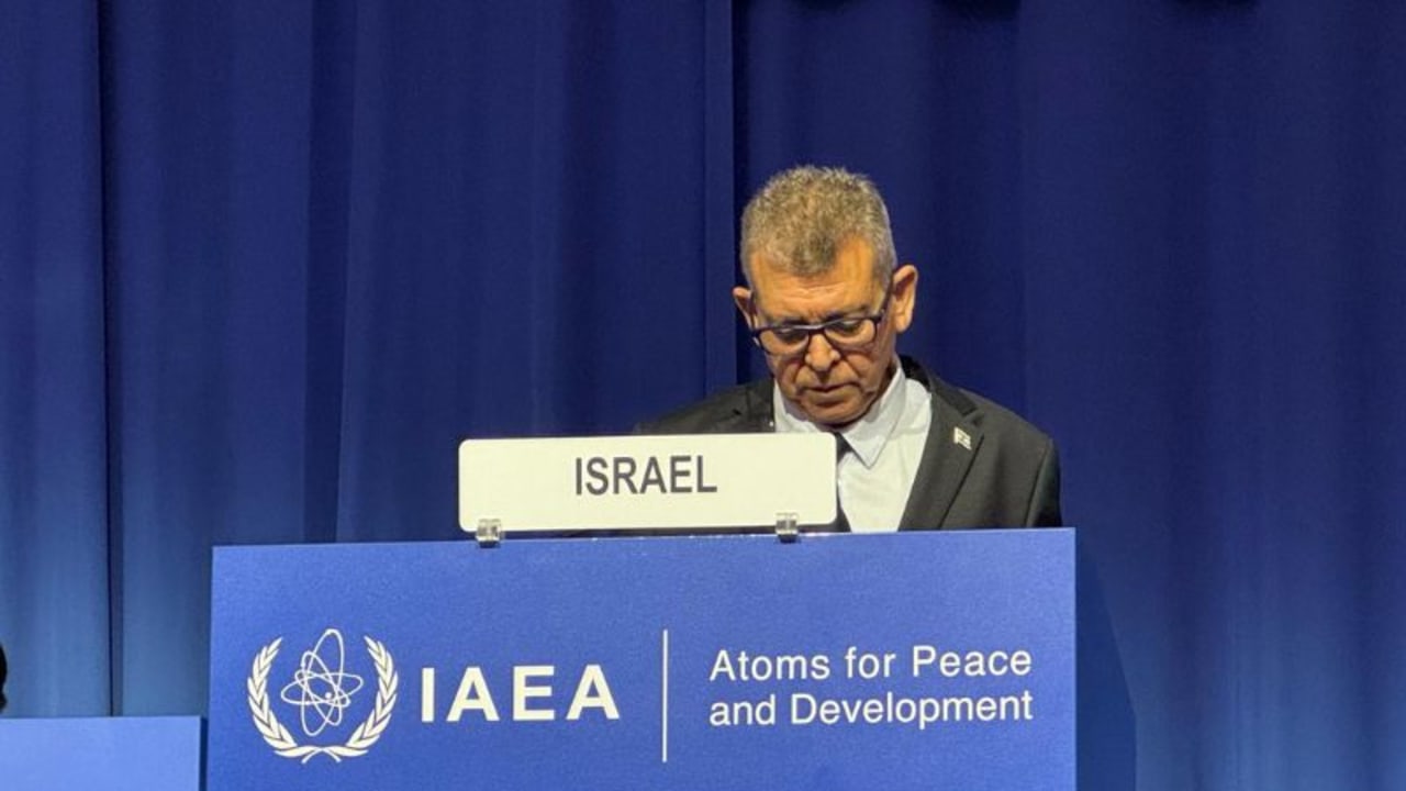 Moshe Edri, head of Israel's Atomic Energy Commission, is seen speaking at the 70th annual International Atomic Energy Agency (IAEA) conference, on September 15, 2026.