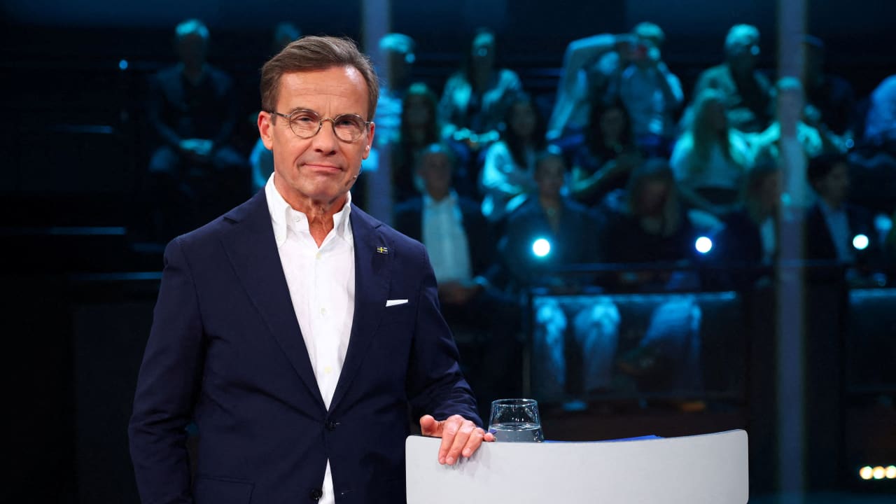Incumbent Prime Minister Ulf Kristersson (Moderate Party) poses before a TV debate ahead of Sunday's general election in Rinkeby in Stockholm, Sweden, September 12, 2026. 