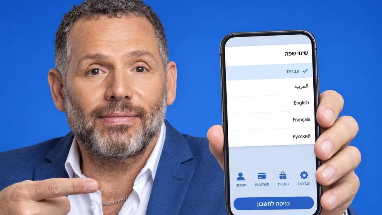 The leumi app is available in 5 languages.