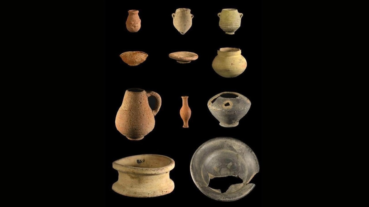 Ancient pottery vessels found at the Temple of Sekhmet near Mit Rahina in Egypt, September 23, 2026.