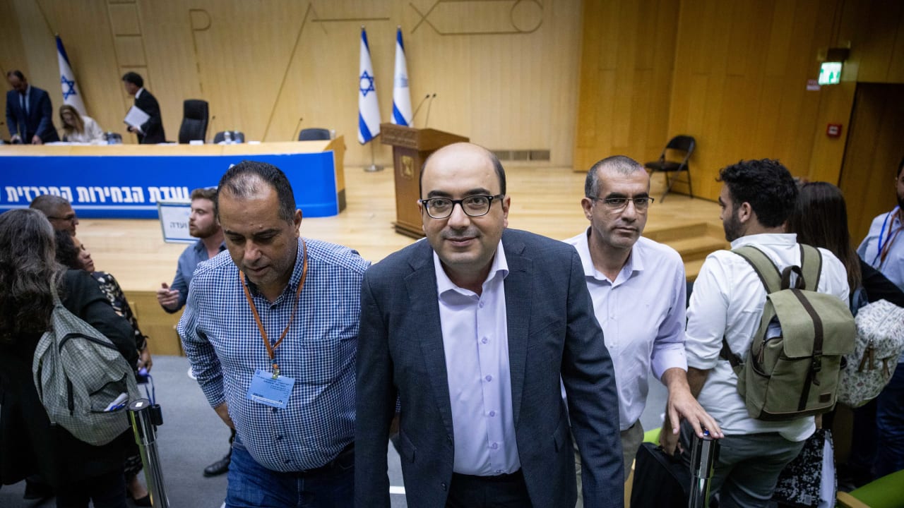 Head of the Balad party MK Sami Abu Shehadeh attends the Election committee meeting on the disqualifying of the the Balad party from running in the upcoming Israeli elections, at the Knesset, the Israeli parliament in Jerusalem, September 29, 2022.