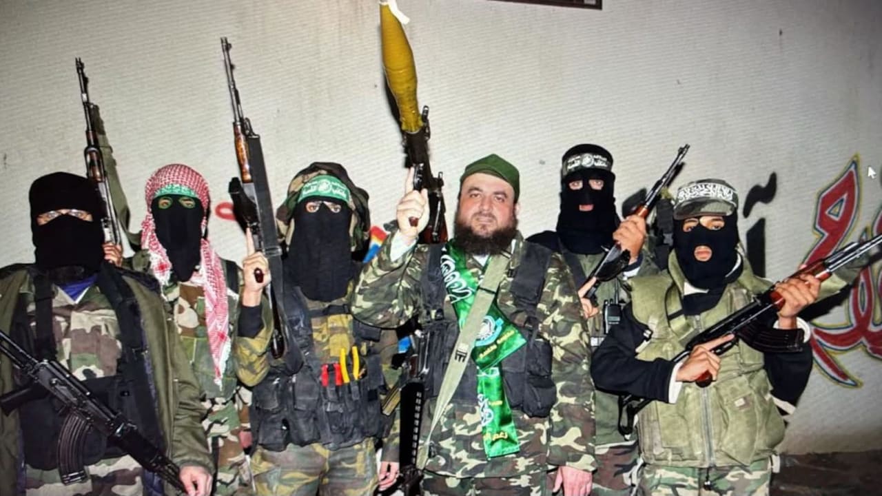 Hamas supporter Riyad Albustanji stands alongside other Hamas supporters in this picture posted on social media.
