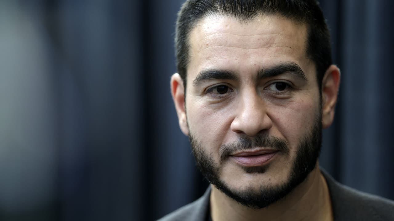 Democrat US Senate candidate Abdul El-Sayed speaks to the media at the Council of Carpenters & Millwrights facility in Warren, Michigan on October 3, 2026. El-Sayed and US Senator Elissa Slotkin (D-MI) are due to hold a town hall campaign event together later today; illustrative