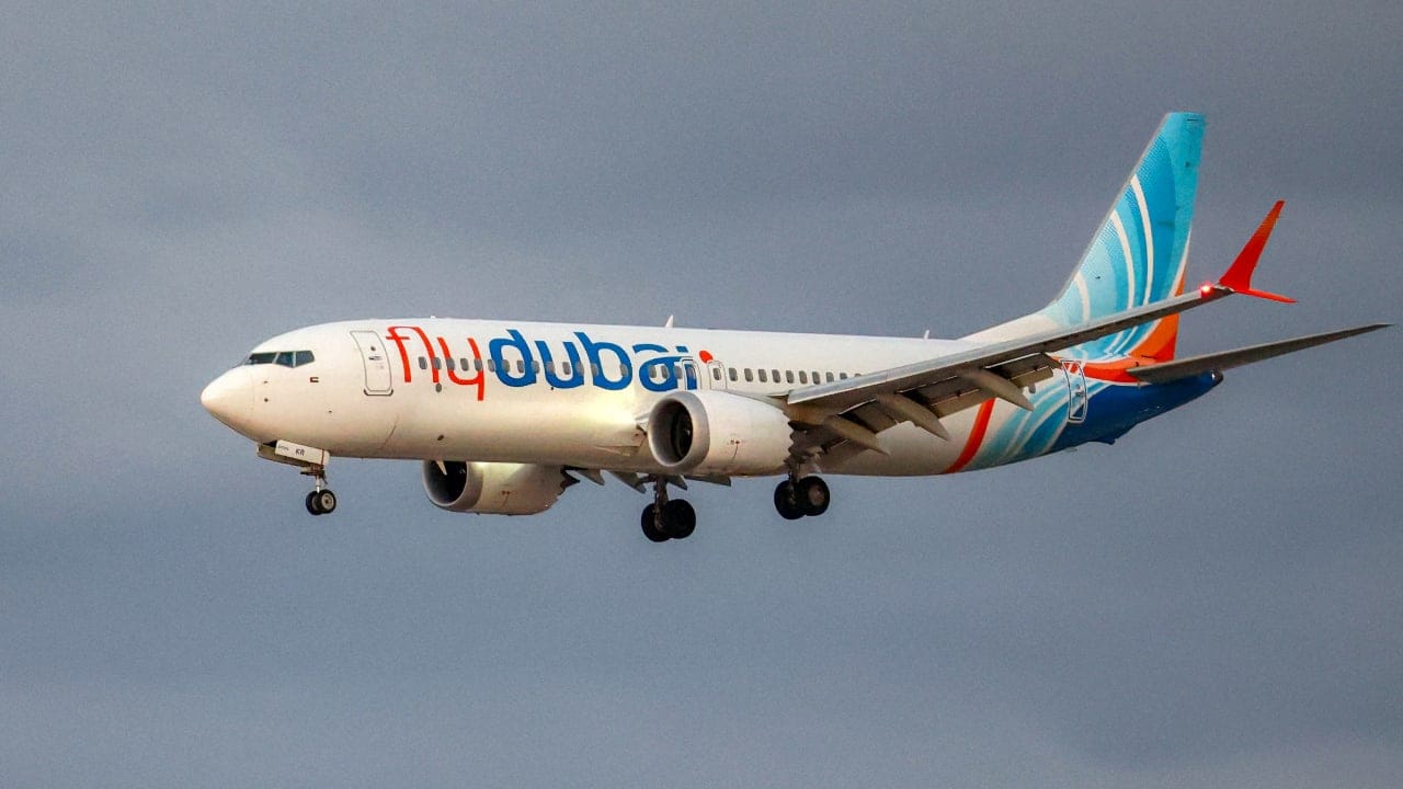 A flydubai Boeing 737 MAX 8 aircraft prepares for landing at Israel's Ben Gurion Airport in Lod on September 30, 2026; illustrative