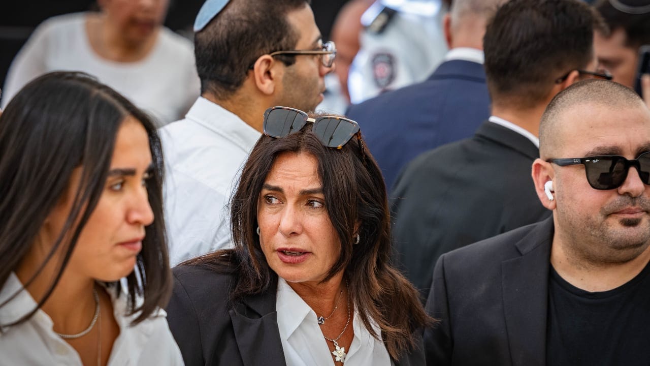 Transportation Minister Miri Regev attends a state memorial ceremony for civilians murdered in the October 7 massacre, at Mount Herzl in Jerusalem, October 5, 2026