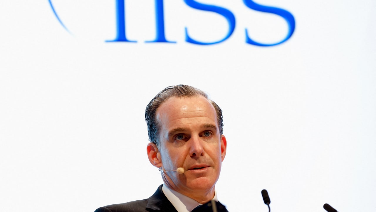 Coordinator for the Middle East and North Africa at the U.S. National Security Council Brett McGurk speaks at the IISS Manama Dialogue in Manama, Bahrain, November 18, 2023. 
