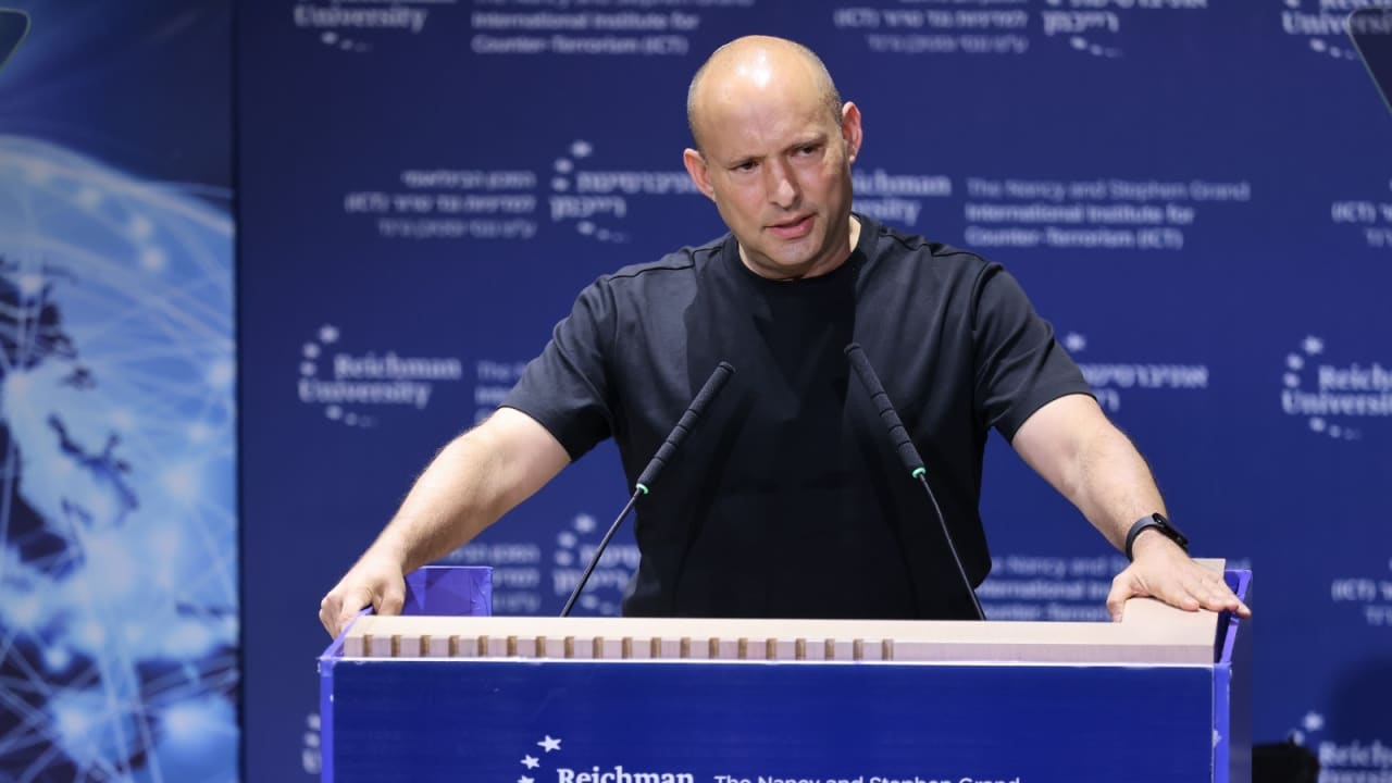 Former Prime Minister Naftali Bennett at the ICT’s Shabtai Shavit International Conference on Counter-Terrorism at Reichman University.