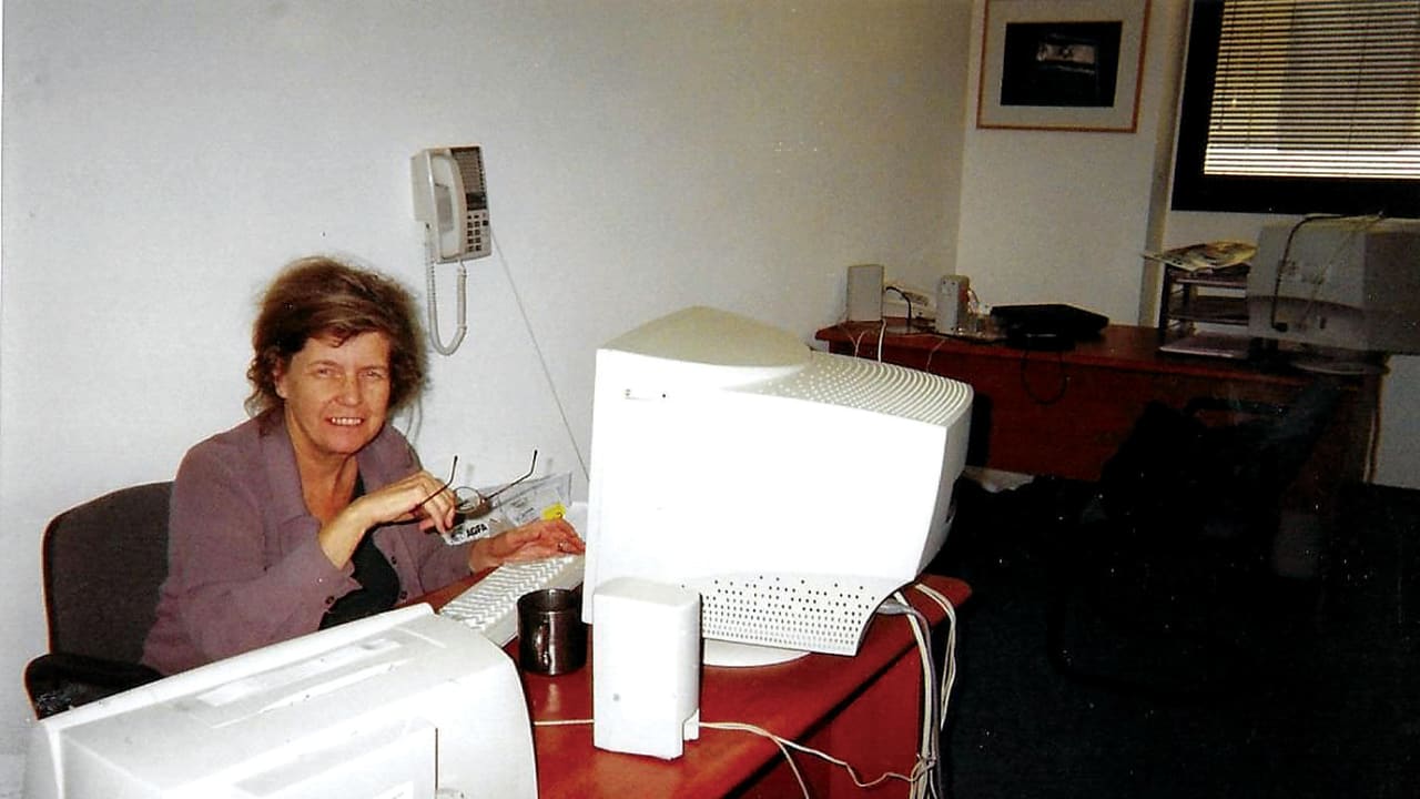 Rochelle Furstenberg at work at WholeFamily.com where she was  Grandparent Center editor, 1999-2000.