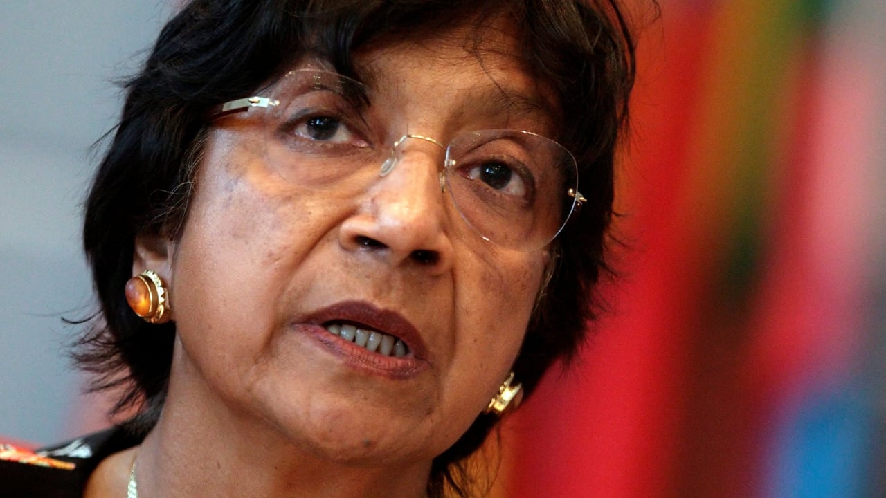 FILE PHOTO:  UN High Commissioner for Human Rights Navi Pillay addresses the OSCE permament council in Vienna, Austria July 3, 2014. 