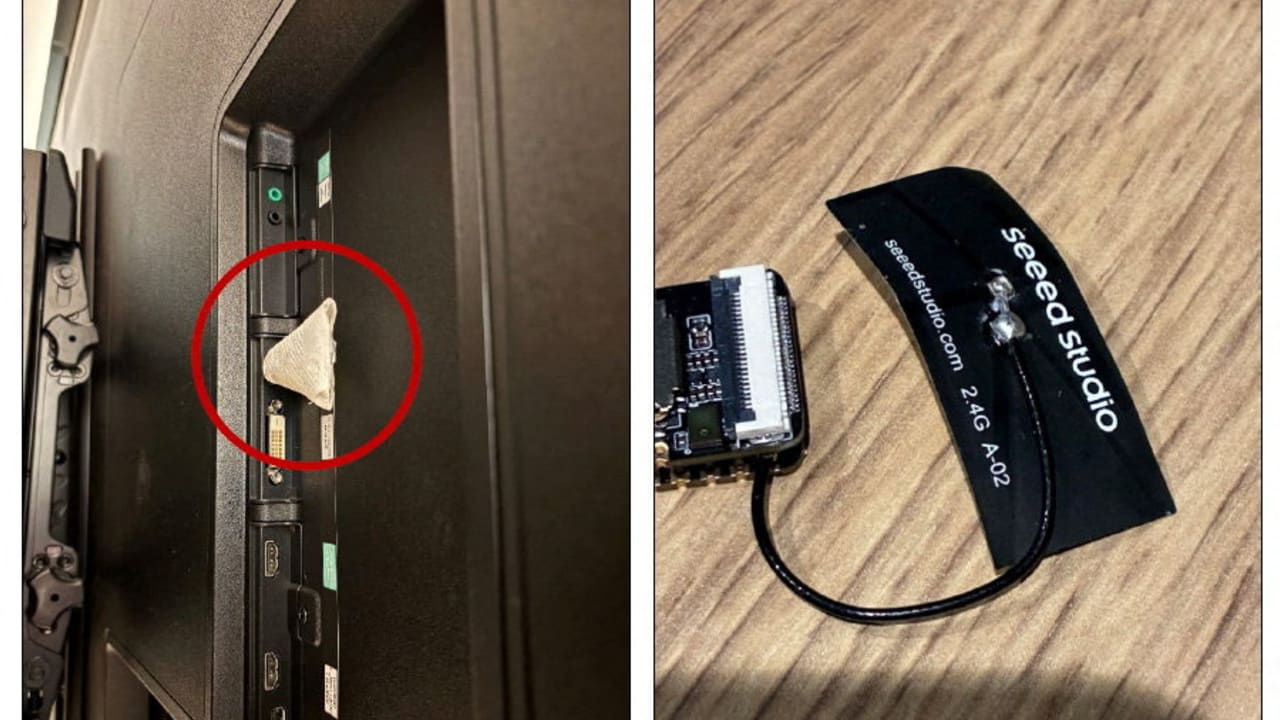 A device, which the US Justice Department says is a hidden audio recording device installed in an OpenAI executive conference room by Abdulrahman Alfozan, a Saudi national employed as an engineer at the AI company, at a location given as San Francisco, California, US. Photo released Oct. 13, 2026.