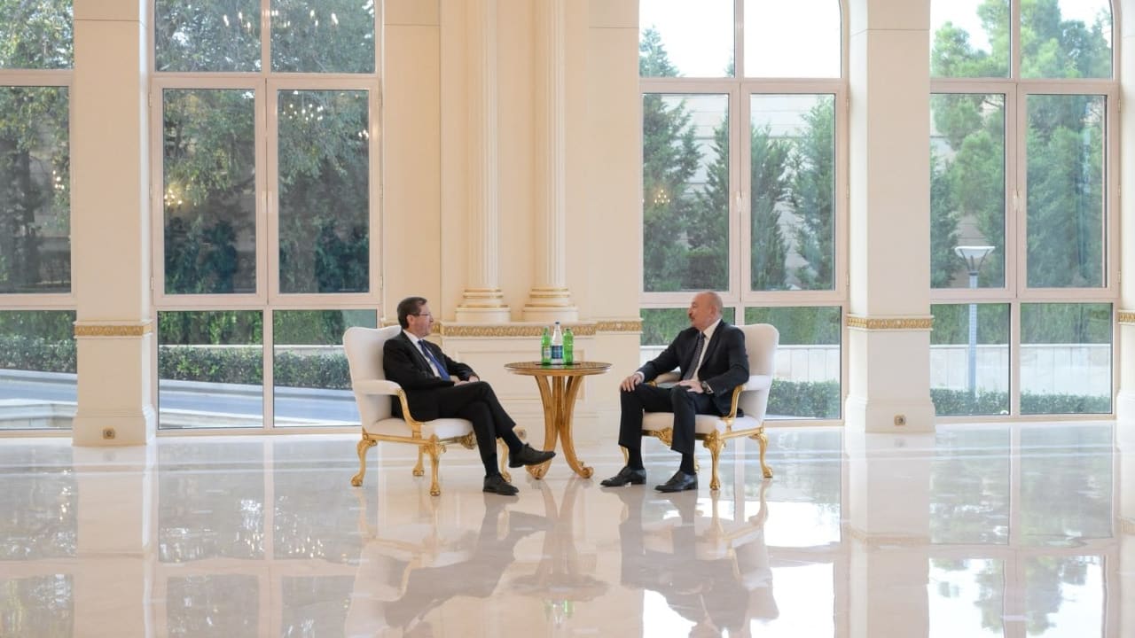 President Isaac Herzog meets with president Ilham Aliyev of Azerbaijan at the Presidential Palace in Baku, October 14, 2026.