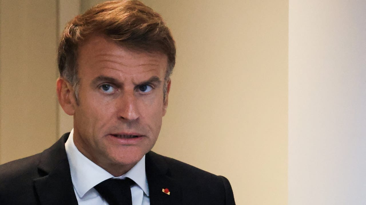 France's President Emmanuel Macron reacts as he chairs an Interministerial Crisis Meeting at the Elysee Presidential Palace, in Paris, October 18, 2026.