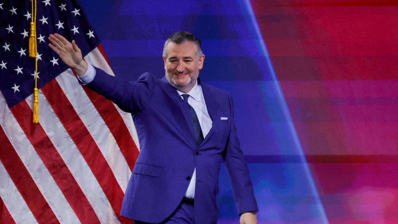 US Senator Ted Cruz (R-TX) walks on stage at the Republican National Midterm Convention in Dallas, Texas, US, September 10, 2026.