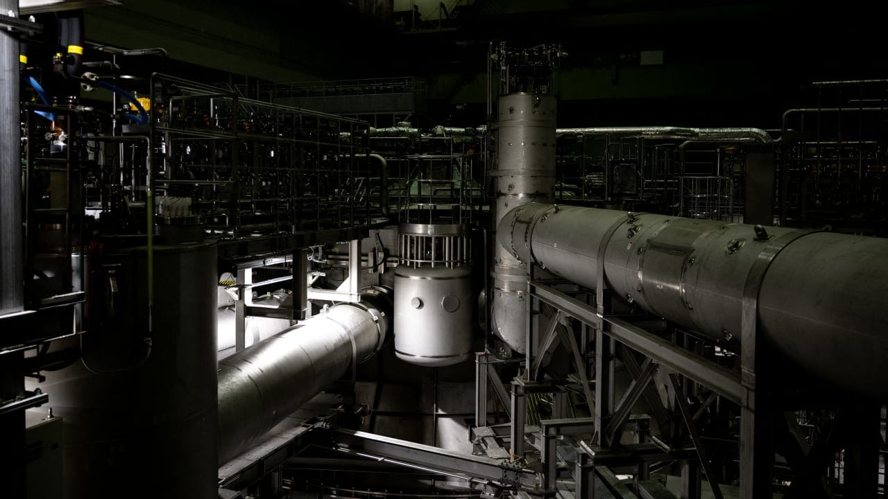 This picture taken on January 22, 2024 shows a section of JT-60SA, the world's biggest experimental nuclear fusion reactor at Naka Fusion Institute in Naka city of Ibaraki Prefecture.