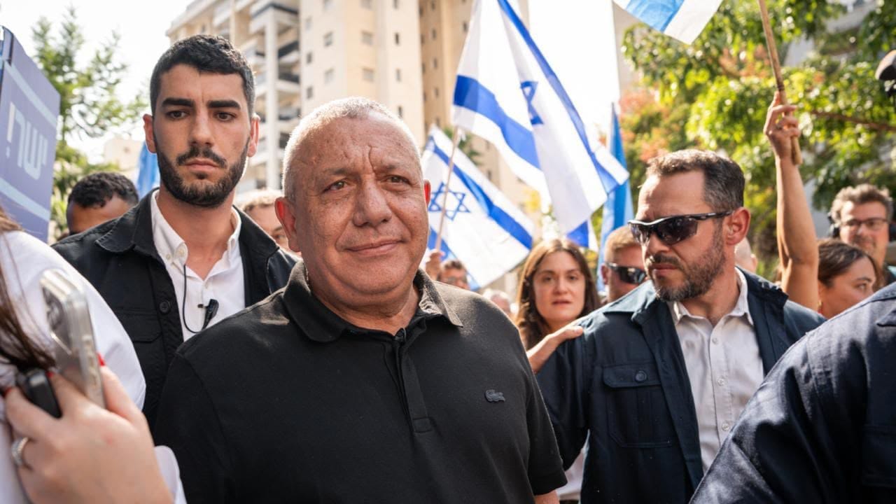 Yashar head Gadi Eisenkot visits a polling station during Election Day in Holon, central Israel, October 27, 2026