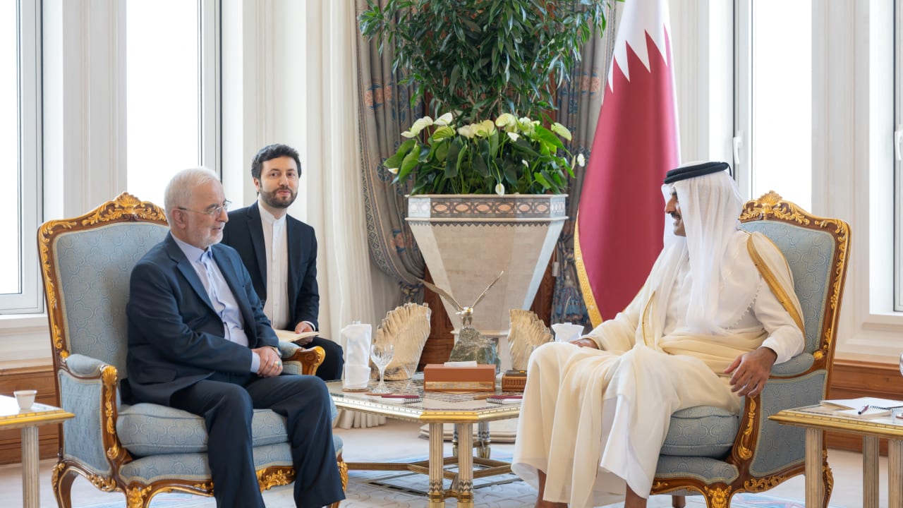 Qatar's Emir Sheikh Tamim bin Hamad Al Thani meets with Iranian Interior Minister Eskandar Momeni in Doha, Qatar, October 6, 2026.