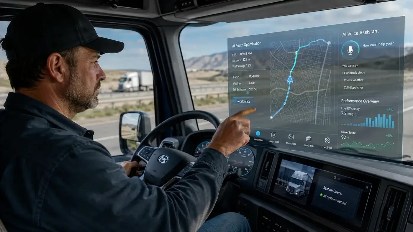A truck driver using AI (photo credit: Created by AI)