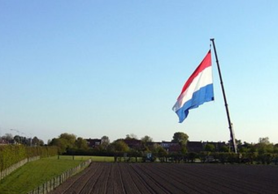 Dutch flag on a crane