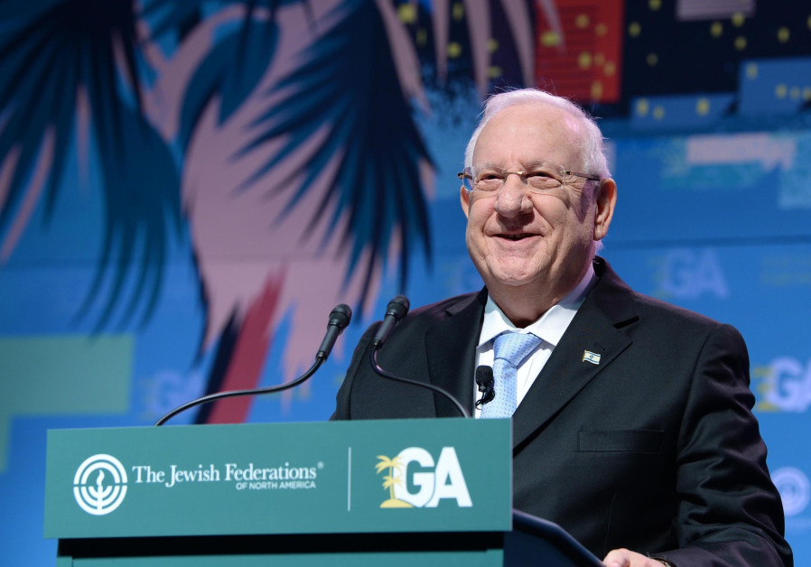 President Reuven Rivlin addresses the JFNA General Assembly in Los Angeles, November 2017