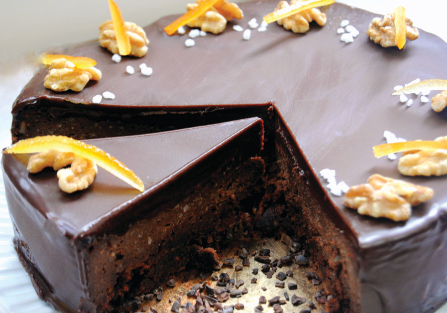 Chocolate cake with a touch of orange.