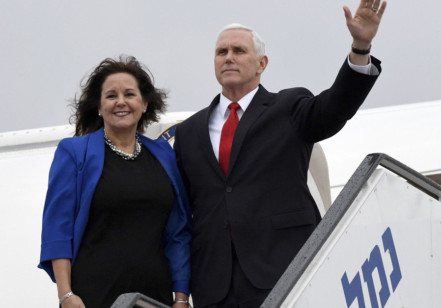 Vice President of the United States Mike Pence departing from Israel’s Ben Gurion Airport, January 23, 2018. / MATTY STERN, US EMBASSY TEL AVIV 