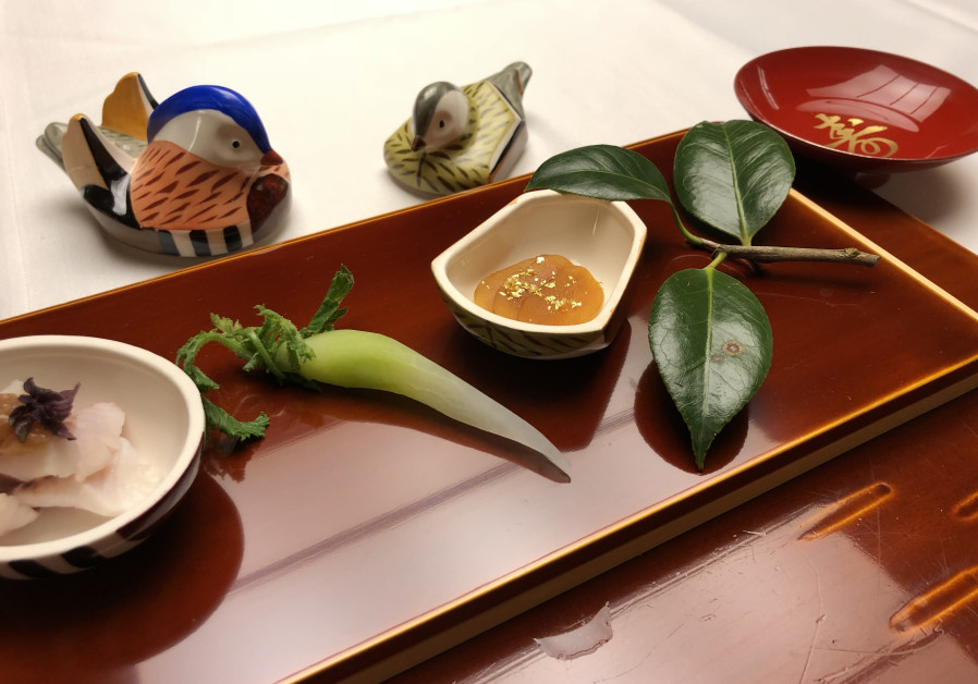 A traditional kaiseki meal served in Takayama, where hoteliers and restauranteurs are working to educate themselves on Jewish dietary habits. (Michael Wilner, November 2017)