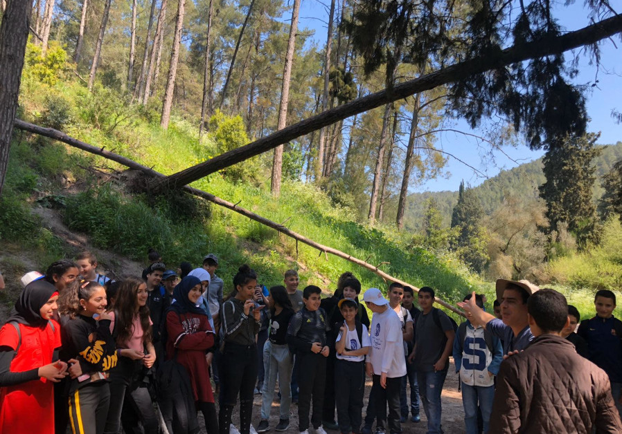 Arab students from Nazareth and Jewish students for Nazareth Illit take a school field trip together.