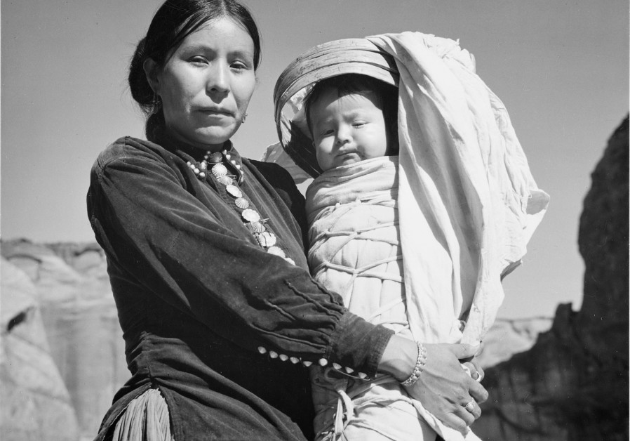 ‘NAVAJO WOMAN and Infant, Canyon de Chelle, Arizona,’ de Chelly National Monument, 1933-1942, by famed photographer Ansel Adams.
