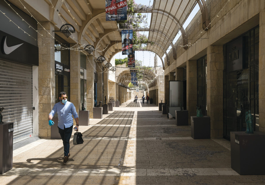 MAMILLA MALL and its many restaurants remain shuttered at the end of April. (Olivier Fitoussi/Flash90)
