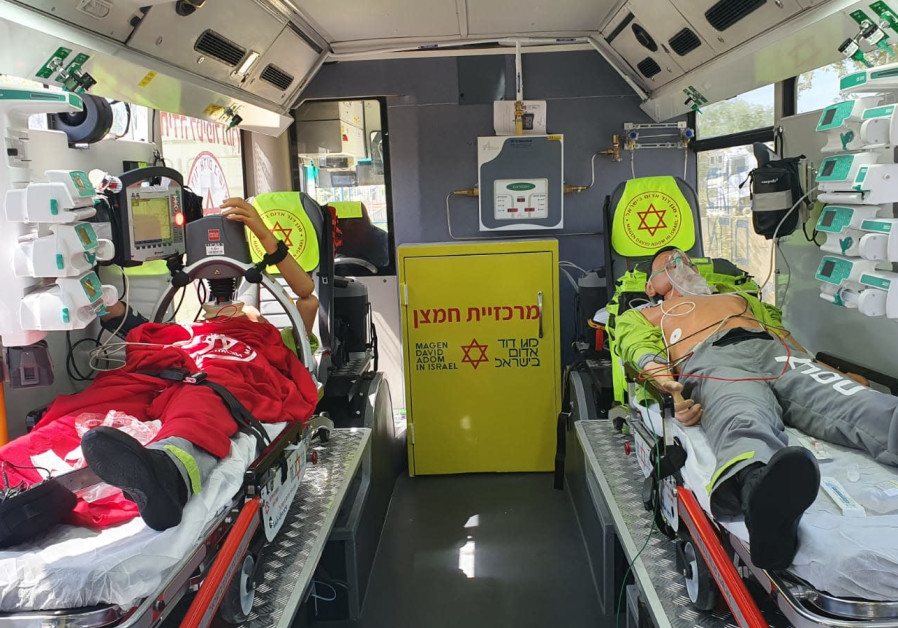MDA uses ambulance bus to evacuate nine from southern Israel nursing home. (Magen David Adom)