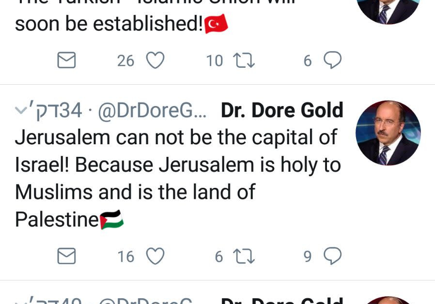 Twitter account of Dore Gold hacked by Turkish group on January 20, 2018. (Credit: Screenshot from Twitter)