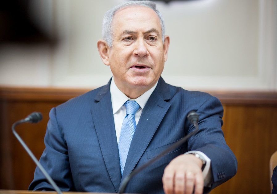 Prime Minister Benjamin Netanyahu speaks at a weekly cabinet meeting in May 2018.
