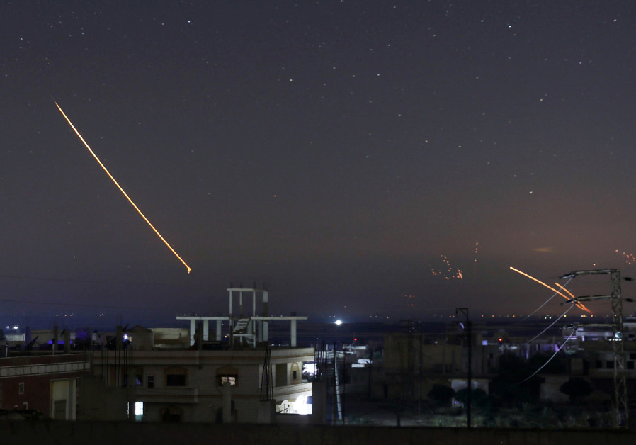 Missile fire is seen over Daraa, Syria May 10, 2018