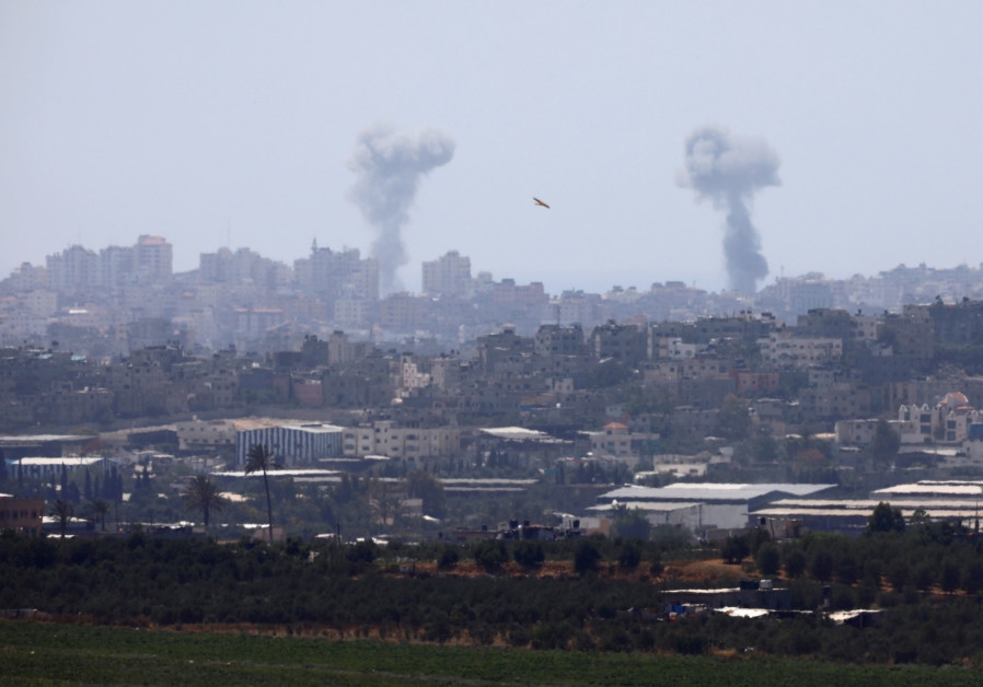 Smoke rises following an Israeli air strike in the Gaza Strip