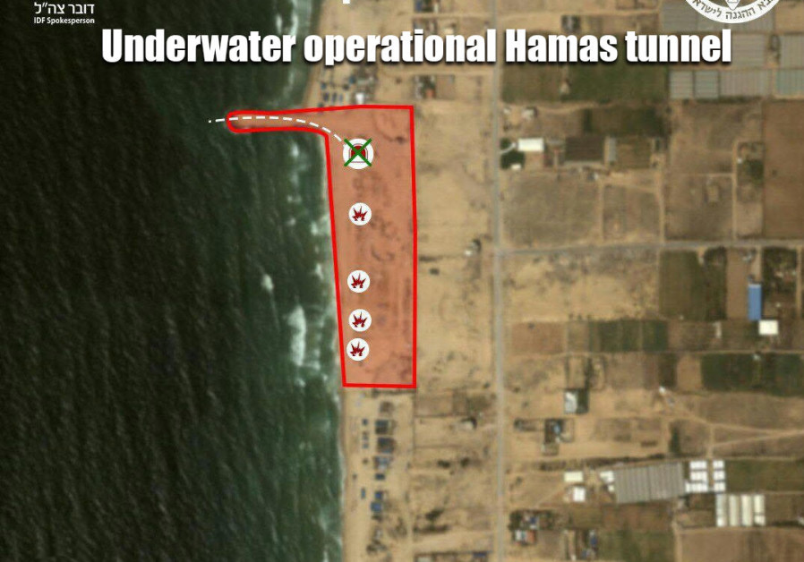  IDF graphic shows Hamas naval tunnel destroyed Sunday June 3rd.