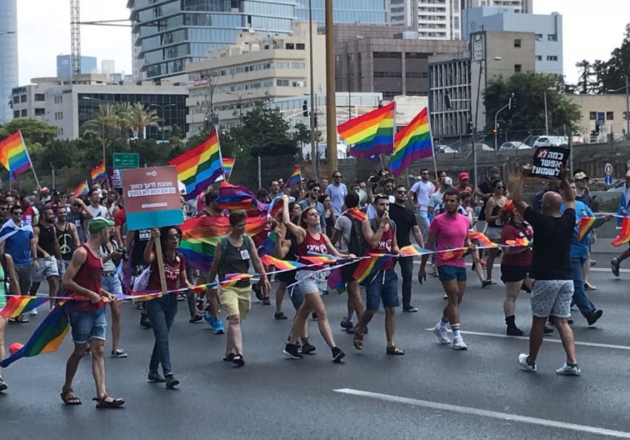 March against surrogacy law on Ayalon Highway, Tel Aviv, July 22, 2018.