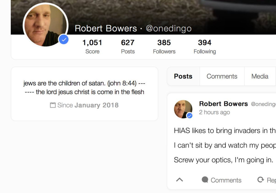 Photo Credit: Courtesy, A post made from the alleged Pittsburgh shooter's, Robert Bowers, Gab account.