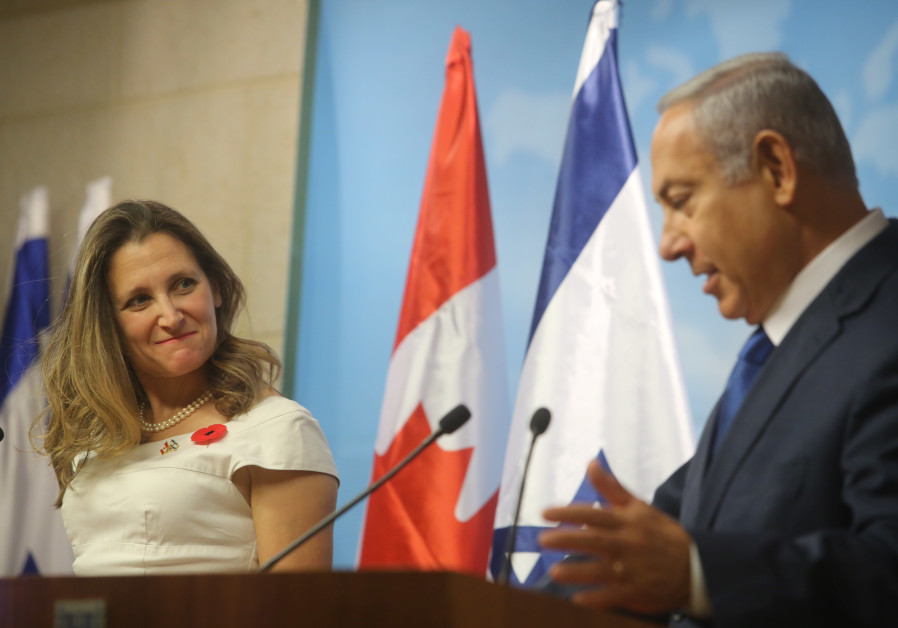 Prime Minister Benjamin Netanyahu and Canada Foriegn Minister Chrystia Freeland
