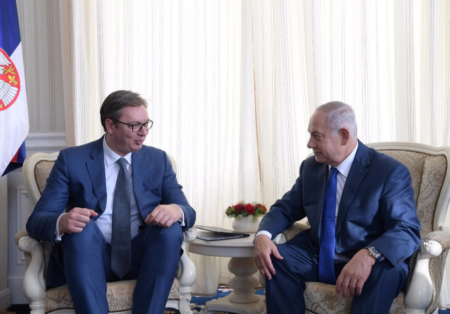Netanyahu and Serbian President Aleksander Vucic (photo credit: Amos Ben-Gershom/GPO)