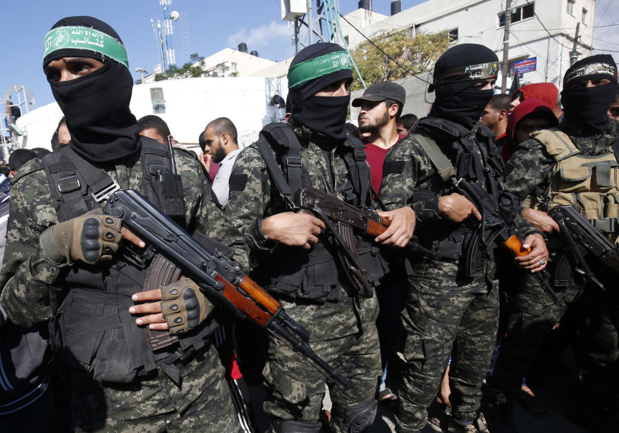 Palestinian militants of the Islamist movement Hamas' military wing Al-Qassam Brigades