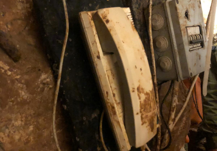 Phone in a tunnel dug by Hezbollah in northern Israel (Credit: Courtesy Anna Ahronheim)