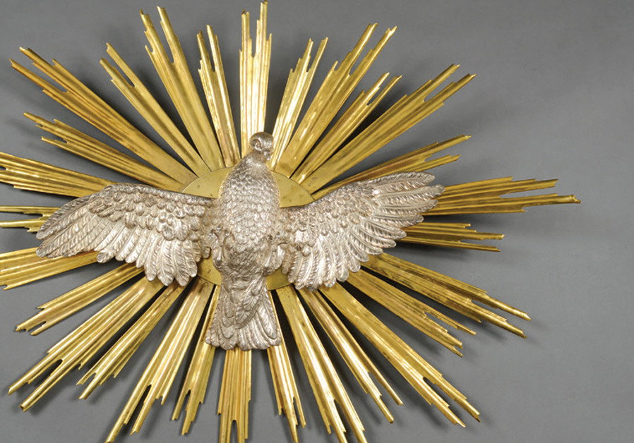 SILVER, GILT and copper dove representing the Holy Spirit, made in Vienna, 1716. (Credit: SHAI BEN EFRAIM)