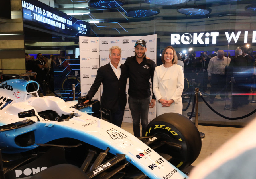 (From Left to Right) Canadian-Israeli Philanthropist Sylvan Adams, Israeli driver Roy Nissany and Deputy Team Principal Claire Williams